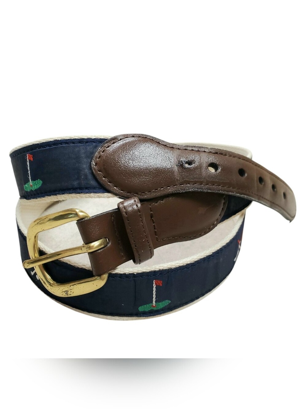 Vintage Men's Classic Golf Motif Ribbon Belt Made in USA Size 42